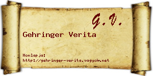 Gehringer Verita névjegykártya